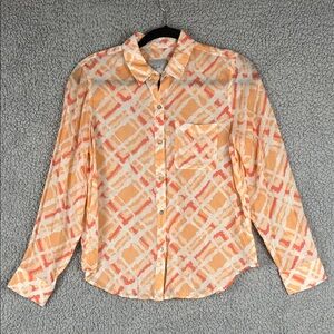Rails Josephine Peach Watercolor Long Sleeve Button Down Relaxed Top Size S